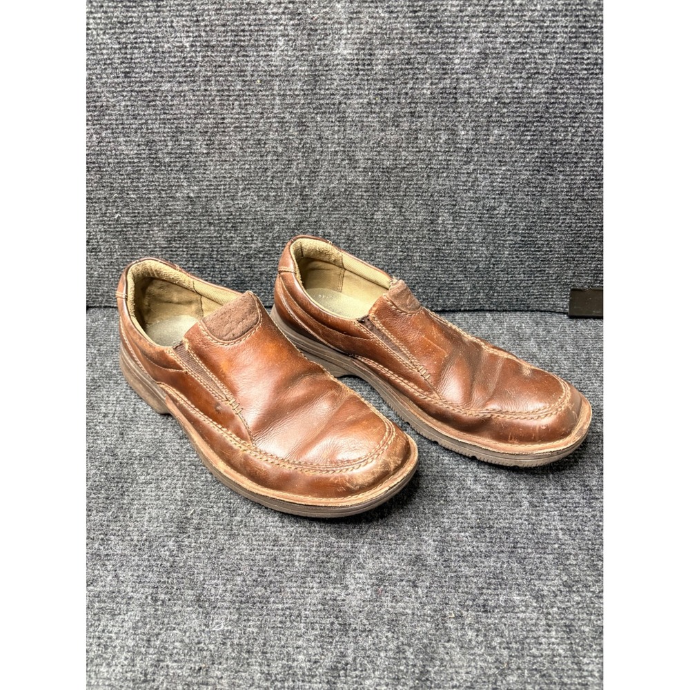 Clarks Mens Brown Leather Slip On Loafers Moc Toe Shoes 56238 Size 8M